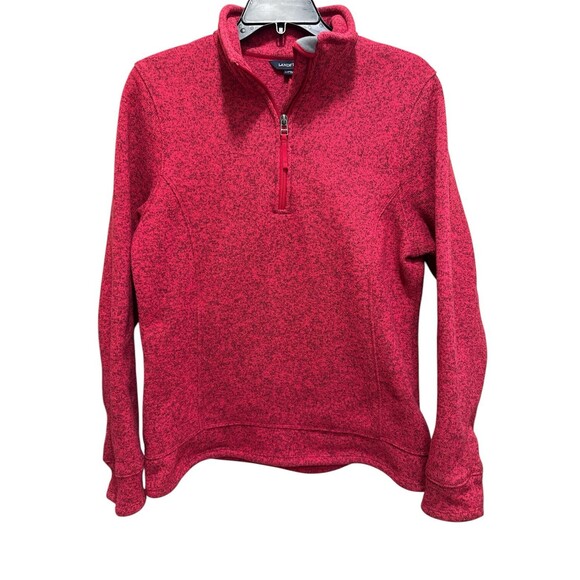 Lands’ End Women’s Red Heathered Quarter Zip Fleece Medium - Picture 1 of 8